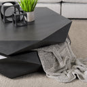 Arreto Black Solid Wood Hexagonal Storage Coffee Table - Default Title