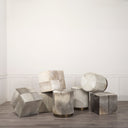 Zahavi I 23H grey-toned hair-on-hide ottoman - Default Title