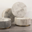Zahavi 36 Gray Hair-On-hide WMetal Base Ottoman - Default Title