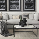 Austen 36L x 36W x 145H Round White Marble Top W Black Metal Frame Coffee Table - Default Title