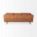Brooks 902L x 348W x 335H Cognac Brown Faux Leather Three Seater Sofa W Medium Brown Wooden Legs - Default Title