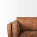 Brooks 902L x 348W x 335H Cognac Brown Faux Leather Three Seater Sofa W Medium Brown Wooden Legs - Default Title