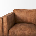 Brooks 902L x 348W x 335H Cognac Brown Faux Leather Three Seater Sofa W Medium Brown Wooden Legs - Default Title