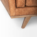 Brooks 902L x 348W x 335H Cognac Brown Faux Leather Three Seater Sofa W Medium Brown Wooden Legs - Default Title