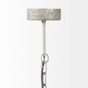 Phillum 29x37 Silver Metal Chassis and White Wood Beaded Six Bulb Chandelier - Default Title