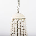 Phillum 29x37 Silver Metal Chassis and White Wood Beaded Six Bulb Chandelier - Default Title