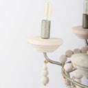 Phillum 29x37 Silver Metal Chassis and White Wood Beaded Six Bulb Chandelier - Default Title