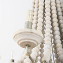 Phillum 29x37 Silver Metal Chassis and White Wood Beaded Six Bulb Chandelier - Default Title