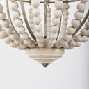 Phillum 29x37 Silver Metal Chassis and White Wood Beaded Six Bulb Chandelier - Default Title