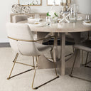 Sawyer II Beige Fabric Wrap Gold Metal Frame Dining Chair - Default Title