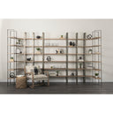 Taunton 80L x 105W x 90H Medium Brown Wood W Antique Nickel Metal Frame 6 Tier Shelving Unit - Default Title