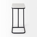 Kyra 120L x 200W x 230H White Marble Top WBlack Iron Frame C-Shaped End and Side Table - Default Title