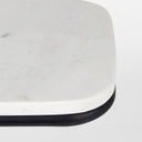 Kyra 120L x 200W x 230H White Marble Top WBlack Iron Frame C-Shaped End and Side Table - Default Title