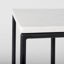 Kyra 120L x 200W x 230H White Marble Top WBlack Iron Frame C-Shaped End and Side Table - Default Title
