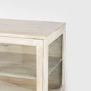 Arelius 36L x 18W x 32H White Wood Gold Metal Base w 2 Glass Doors Accent Cabinet - Default Title