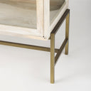 Arelius 36L x 18W x 32H White Wood Gold Metal Base w 2 Glass Doors Accent Cabinet - Default Title