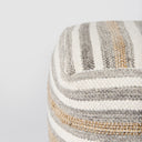 Aahana 160L x 160W x 160H WhiteTaupeGray Striped Hemp and Cotton Pouf - Default Title