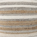 Aahana 160L x 160W x 160H WhiteTaupeGray Striped Hemp and Cotton Pouf - Default Title