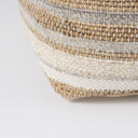 Aahana 160L x 160W x 160H WhiteTaupeGray Striped Hemp and Cotton Pouf - Default Title