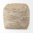 Aalia 160L x 160W x 160H Beige Leather and Jute Pouf - Default Title