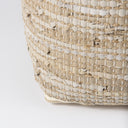 Aalia 160L x 160W x 160H Beige Leather and Jute Pouf - Default Title