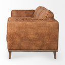 Brooks 902L x 348W x 335H Cognac Brown Faux Leather Three Seater Sofa W Medium Brown Wooden Legs - Default Title