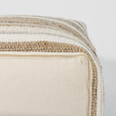Aahana 160L x 160W x 160H WhiteTaupeGray Striped Hemp and Cotton Pouf - Default Title