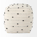 Amaira 160L x 160W x 160H CreamBlackWhite patterned Wool and Cotton Pouf - Default Title