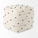 Amaira 160L x 160W x 160H CreamBlackWhite patterned Wool and Cotton Pouf - Default Title