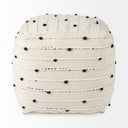 Amaira 160L x 160W x 160H CreamBlackWhite patterned Wool and Cotton Pouf - Default Title