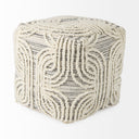 Amaya 160L x 160W x 160H CreamBlackGray Wool and Cotton Pouf - Default Title