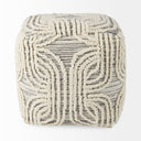 Amaya 160L x 160W x 160H CreamBlackGray Wool and Cotton Pouf - Default Title