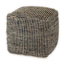 Aalia 160L x 160W x 160H Charcoal Leather and Jute Pouf - Default Title