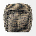 Aalia 160L x 160W x 160H Charcoal Leather and Jute Pouf - Default Title