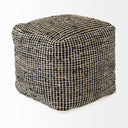 Aalia 160L x 160W x 160H Charcoal Leather and Jute Pouf - Default Title