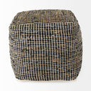 Aalia 160L x 160W x 160H Charcoal Leather and Jute Pouf - Default Title