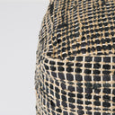 Aalia 160L x 160W x 160H Charcoal Leather and Jute Pouf - Default Title