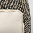 Aalia 160L x 160W x 160H Charcoal Leather and Jute Pouf - Default Title