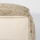 Aalia 160L x 160W x 160H Beige Leather and Jute Pouf - Default Title