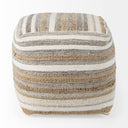 Aahana 160L x 160W x 160H WhiteTaupeGray Striped Hemp and Cotton Pouf - Default Title