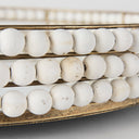 Decatur I 21L x 21W White Wooden Bead Mirrored Bottom Round Tray - Default Title