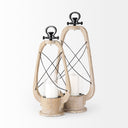 Zain II Large Brown Wooden Vintage Inspired Candle Holder Lantern - Default Title