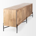Cairo 78x19 Brown Solid Wood Black Metal Base 4 Door Cabinet Sideboard - Default Title