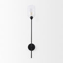 Clyde 60L x 80W x 370H Matte Black WGlass Round Wall Sconce - Default Title