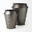 Elio 122H Large Gun Metal Gray Metal WStuds Vase - Default Title