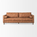 Loretta 880L x 362W x 339H Cognac Brown Faux Leather Three Seater Sofa with Two Bolster Cushions - Default Title