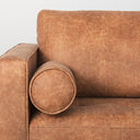 Loretta 880L x 362W x 339H Cognac Brown Faux Leather Three Seater Sofa with Two Bolster Cushions - Default Title