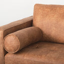 Loretta 880L x 362W x 339H Cognac Brown Faux Leather Three Seater Sofa with Two Bolster Cushions - Default Title