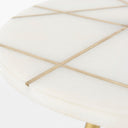 Vivienne 160L x 160W x 190H White Marble WAntique Gold Metal Round Small Side Table - Default Title
