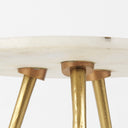 Vivienne 160L x 160W x 190H White Marble WAntique Gold Metal Round Small Side Table - Default Title